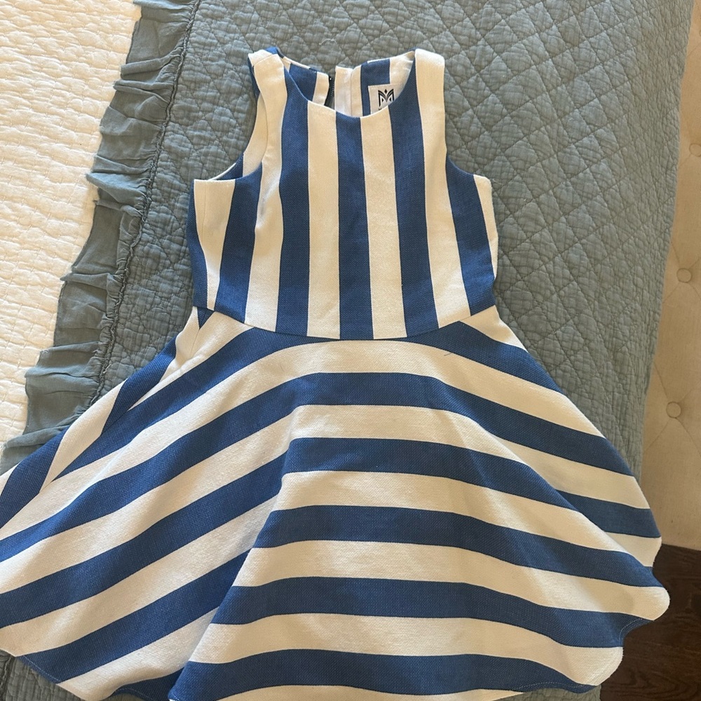 Milly Minis Blue and White Striped Fit-and-Flare Dress